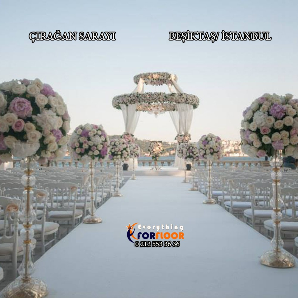 Beyaz Gelin Yolu Halısı Top